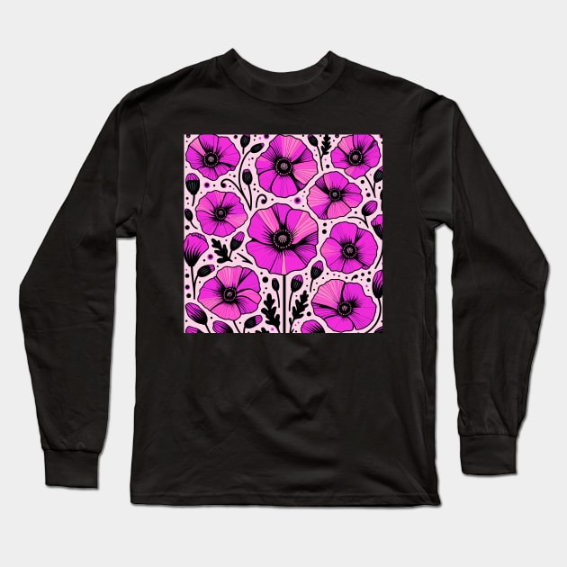 Poppy Flower Long Sleeve T-Shirt by Jenni Arts